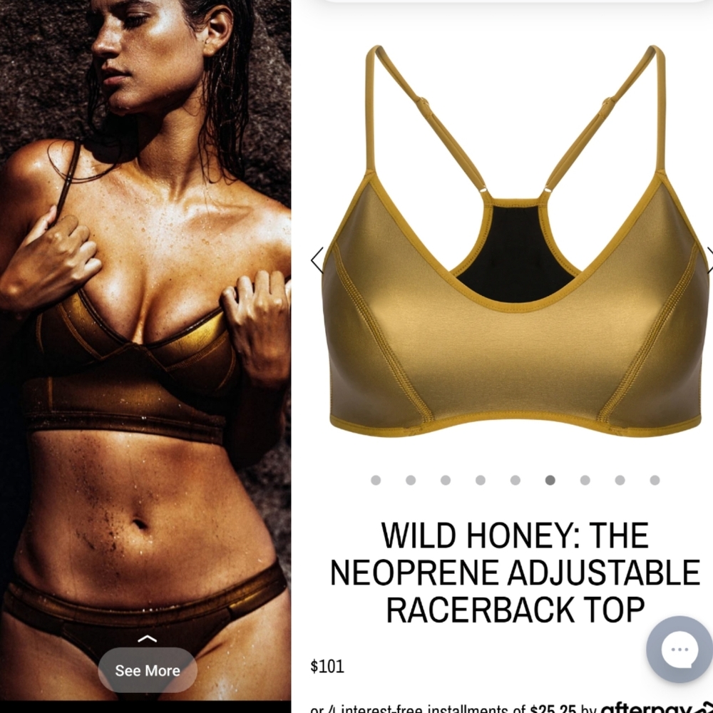 Nwt DOS GARDENIAS gold honey neoprene vogue bikini xs 0
